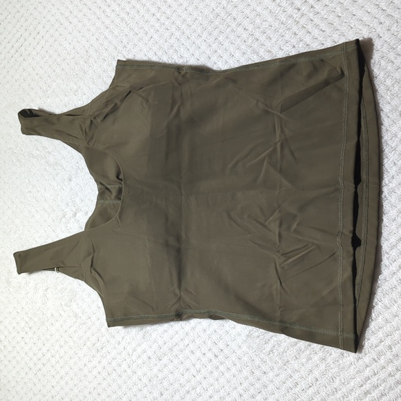 Fawnfit Long Length Lift Tank 2.0 With Built-In Bra In Olive Green - Picture 2 of 7